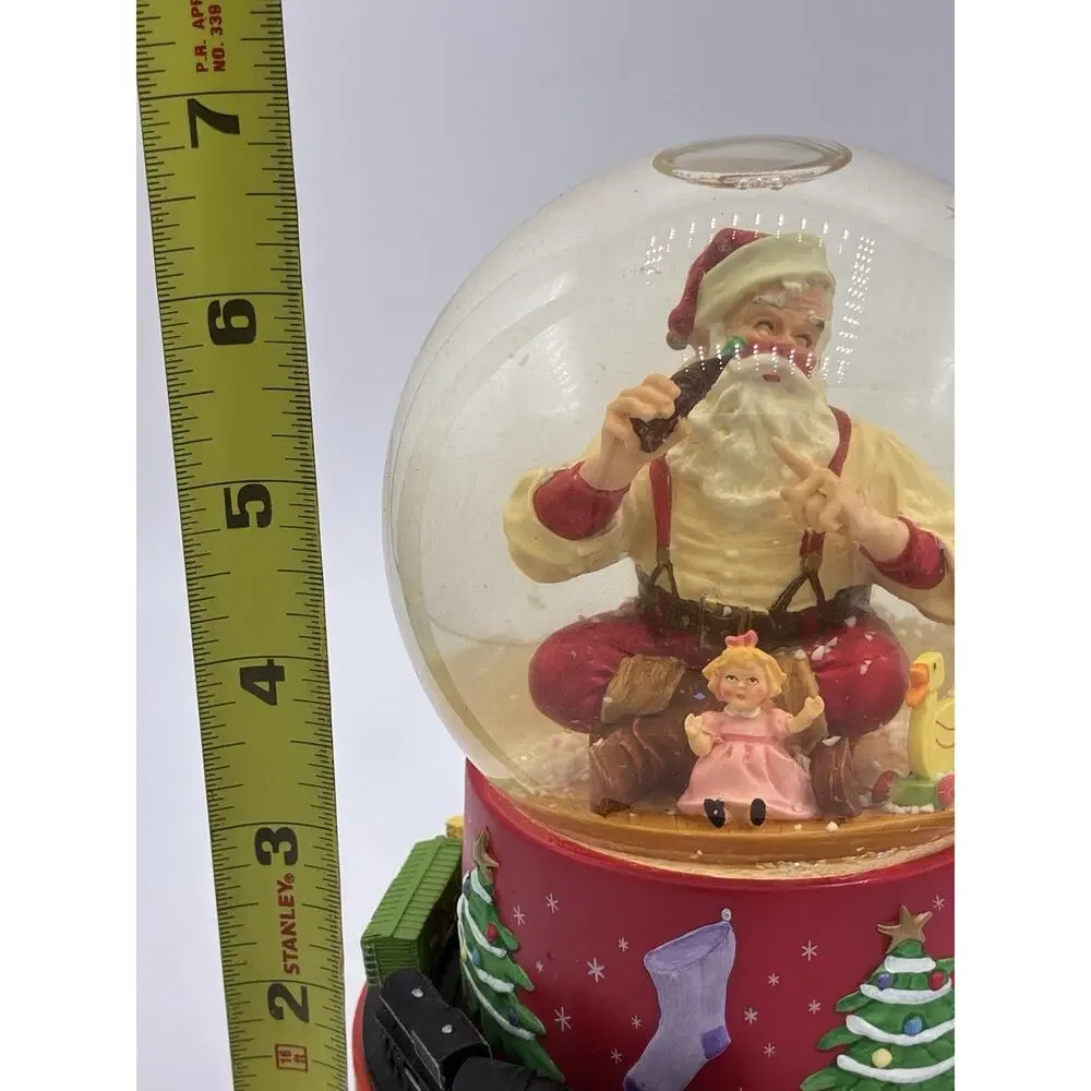 Coca-Cola Vintage Santa Musical Snow Globe Train Moves Hallmark Teach World Sing